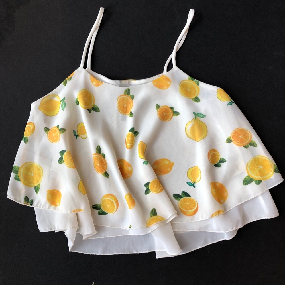 Lemon Crop Top Size Small 2/$11- Tic Toc